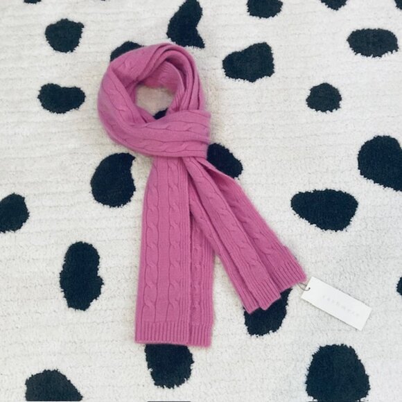 NWT 100% Cashmere $165 Nordstrom Pink Cable Knit Warm Winter Luxe Classic Scarf - Picture 2 of 8